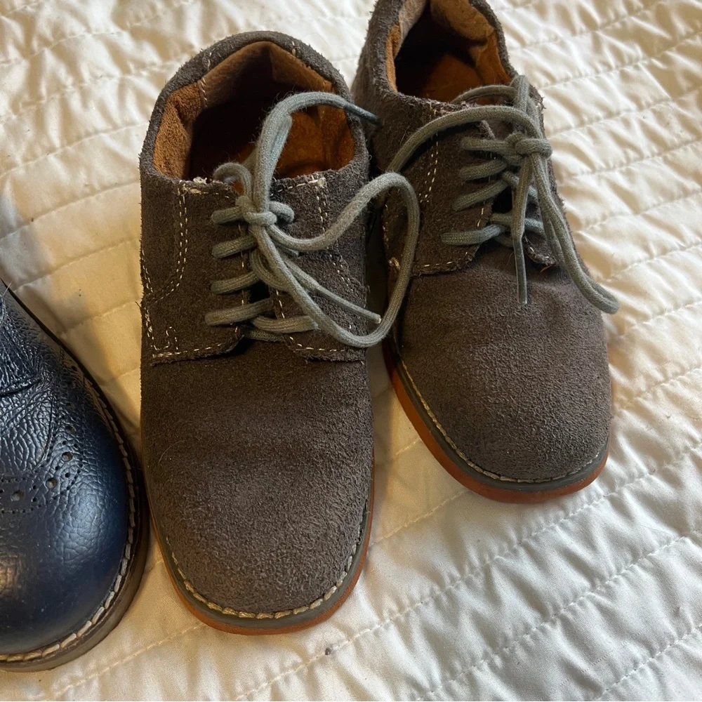 Kids 11 Mini Boden Navy Blue Wingtips and Brown Leather Loafers